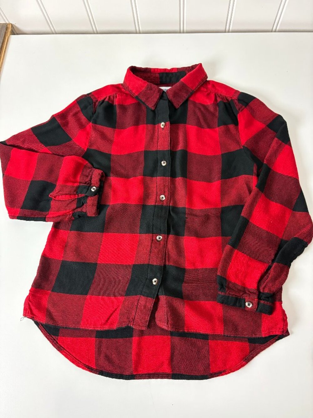Old Navy Girls Buffalo Plaid Button Down Shirt Size L (10-12)
